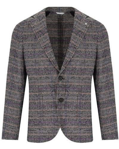 Manuel Ritz Prince Of Wales Single Breasted Jacket - Gray