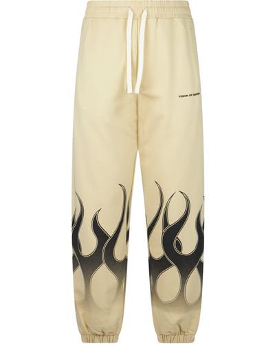 Vision Of Super Lightweight Tracksuit Pants Flames Pants Sand - Yellow