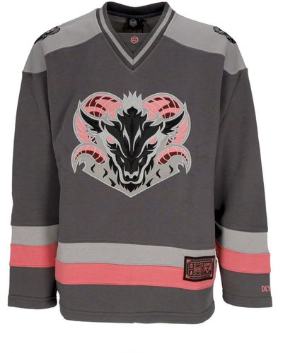 DOLLY NOIRE Herren-Hockey-Sweatshirt Goat Hockey Crewneck Grau