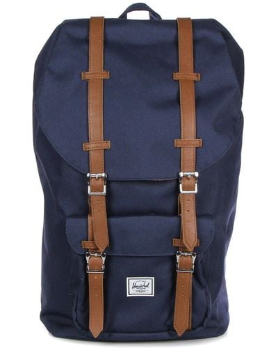 Herschel Supply Co. Little America Backpack/Tan Synthetic Leather - Blue