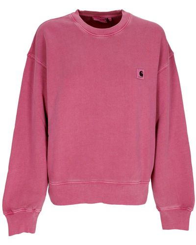 Carhartt W Nelson Sweat Garment Dyed Lightweight Crewneck Sweatshirt - Pink