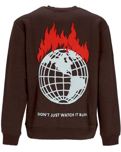 Obey Crew Neck Sweatshirt Don'T Just Watch It Burn Crew Fleece - Brown