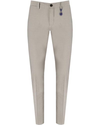 Manuel Ritz Beige Striped Pants - Gray