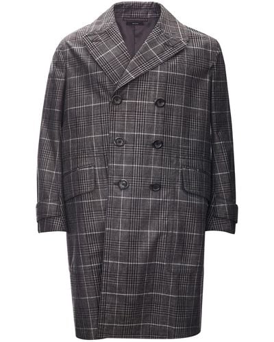 Tom Ford Gray Checked Mid-length Trench