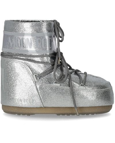 Moon Boot Icon Low Glitter Snow Boot - Gray