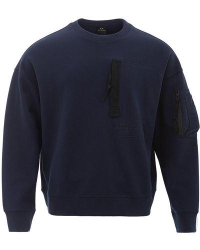 Armani Exchange Sweatshirt Blau Rundhalsausschnitt