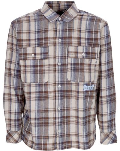 Huf Banks 'Long Sleeve Flannel Shirt - Natural