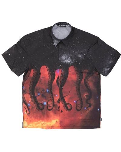 Octopus Galaxy Shirt Chemise A Manches Courtes Pour Hommes Noir