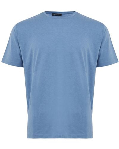 Colombo T-Shirt En Soie Melangee - Bleu