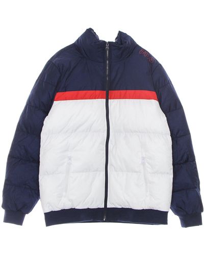 Fila Oliver Puff Jacket Doudoune Homme Blanc Brillant/Iris Noir/Rouge Vrai - Bleu