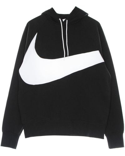 Nike Lightweight Hooded Sweatshirt Swoosh Tech Fleece Pullover Hoodie - Black