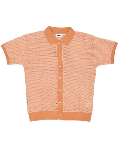 Obey Grove Short Sleeve Polo Button Up Polo - Orange