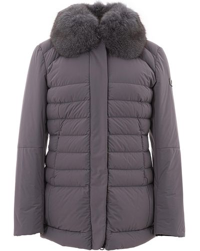 Peuterey Padded Jacket With Fur Collar - Gray