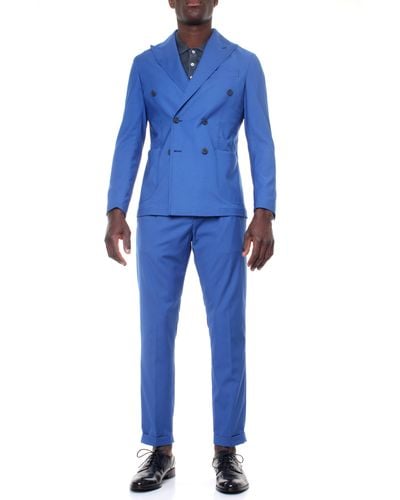 Gaetano Aiello Gaetanoaiello Abitofabrizio Zweireihiger Anzug Mit Strukturiertem Schnitt 100% Baumwolle - Blau