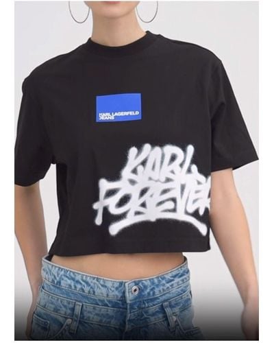 Karl Lagerfeld T-Shirt Fur Damen - Blau
