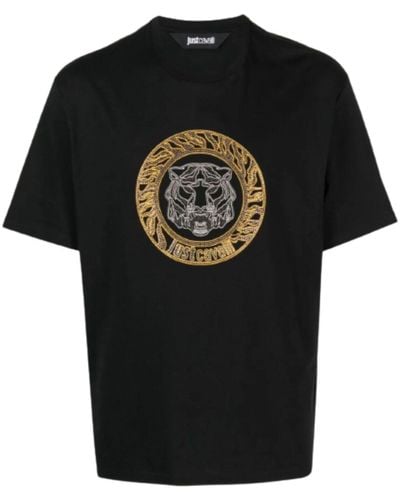 Just Cavalli T-shirt en coton à logo strassé - Noir
