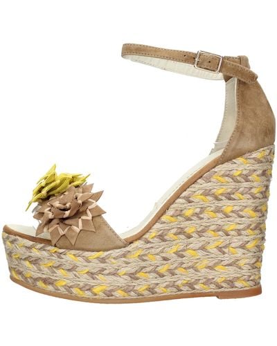 Espadrilles With Heel Multicolor - Natural