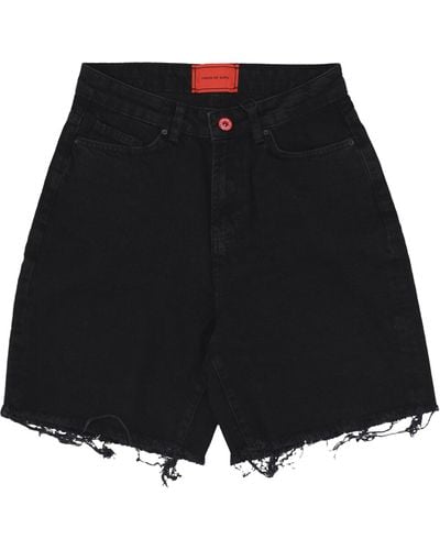 Vision Of Super Short Jeans Printed Flames And Logo Shorts Denim - Black