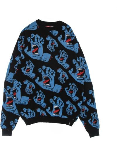 Santa Cruz Hands All Over Knit Crew 'Sweater - Blue