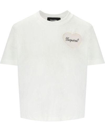 DSquared² Boxy fit heart weisses t-shirt - Weiß