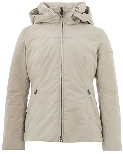 Peuterey Hooded Quilted Beige Jacket - Gray