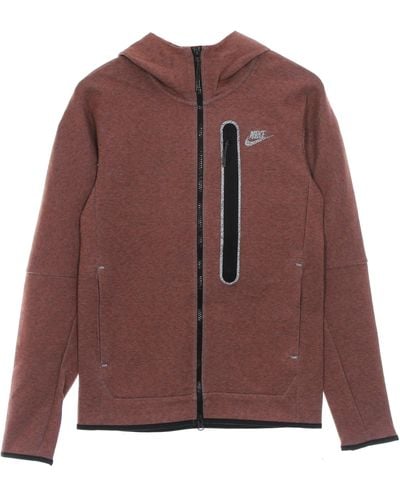 Nike Lightweight Hooded Zip Sweatshirt Tech Fleece Full Zip Hoodie Revival - Brown