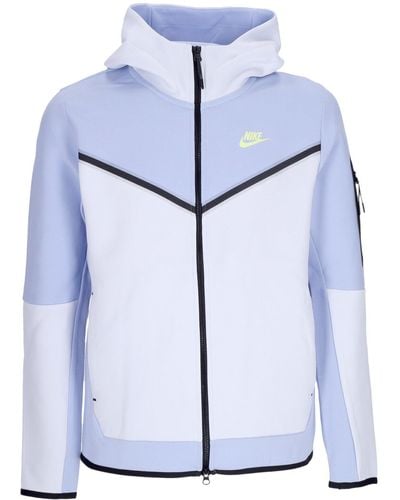 Nike Lightweight Sweatshirt With Hood Zip Sportswear Tech Fleece Full-Zip Hoodie - Blue