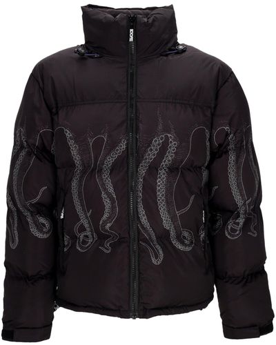 Octopus Outline Puffer Jacket Down Jacket - Black