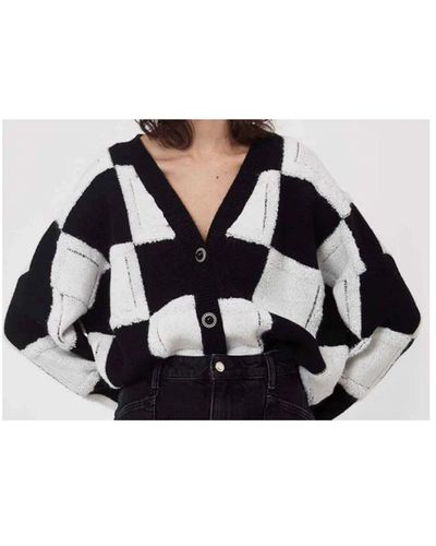 Silvian Heach Cardigan Painted Over Model Short Model With Cva22095cd White Buttons - Black