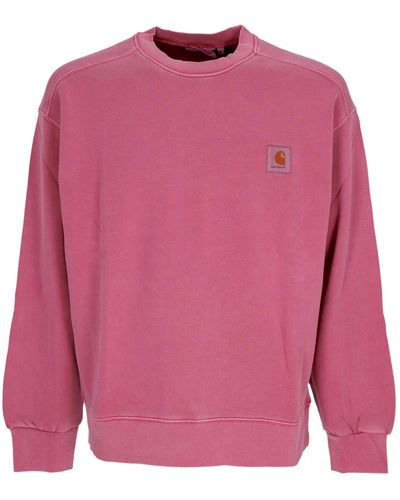 Carhartt Nelson Sweat Garment Dyed Leichtes Herren-Sweatshirt Mit Rundhalsausschnitt - Pink