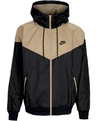 Nike Windbreaker Sportswear Woven Lined Windrunner Hooded Jacket/Khaki - Black