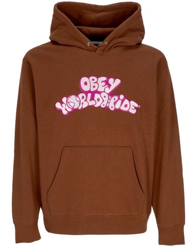 Obey Year Hood Sweatshirt - Brown