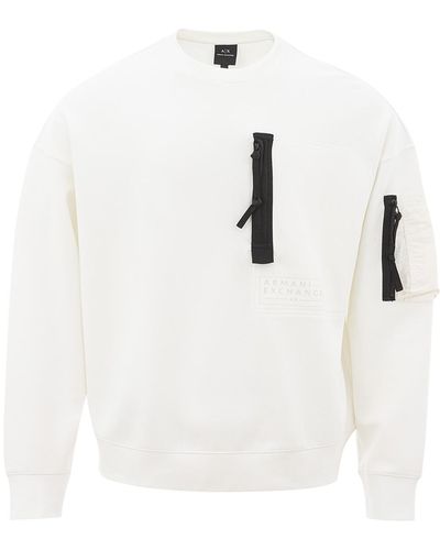 Armani Exchange Weibes Sweatshirt Mit Rundhalsausschnitt - Weiß