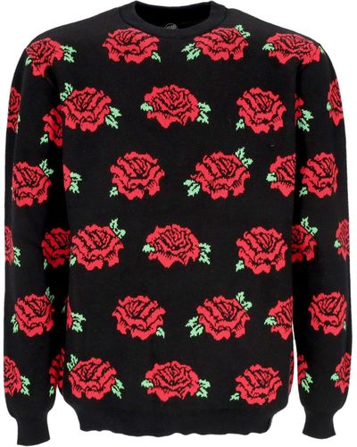 Santa Cruz Dressen Roses Knit Crew Sweater - Red