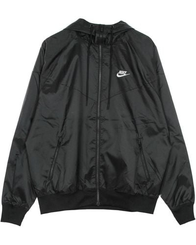 Nike Windbreaker Sportswear Woven Lined Windrunner Hooded Jacket - Black