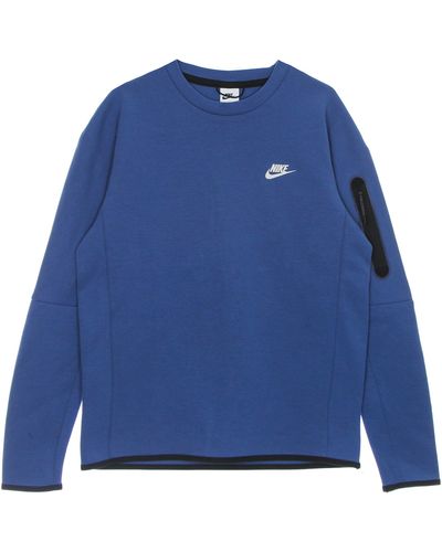Nike Lightweight Crewneck Sweatshirt Sportswear Tech Fleece Dk Marina/Light Bone - Blue