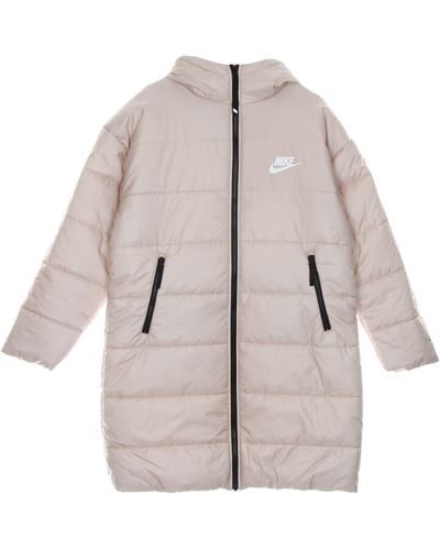 Nike W Therma Fit Repel Classic Hooded Parka Long Down Jacket Oxford - Natural