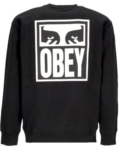 Obey Eyes Icon Crew Premium Fleece Herren-Sweatshirt Mit Rundhalsausschnitt, Schwarz
