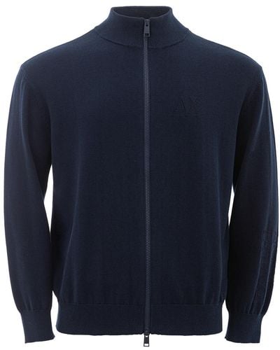 Armani Exchange Cotton Sweater With Zip - Blue