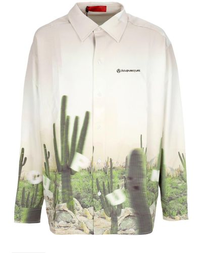 Acupuncture Long Sleeve Shirt Cactus Shirt - Green