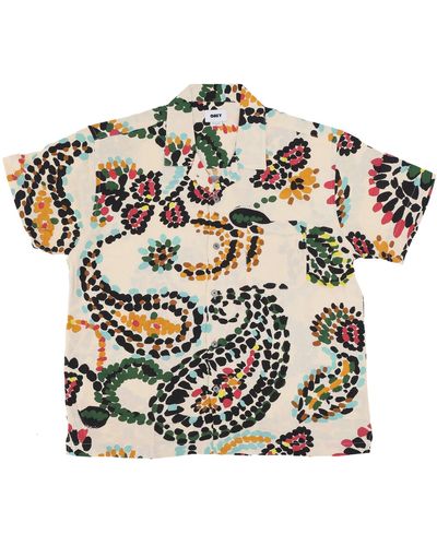 Obey Short Sleeve Shirt Paisley Dots Woven Shirt Smoke Multi - Multicolor