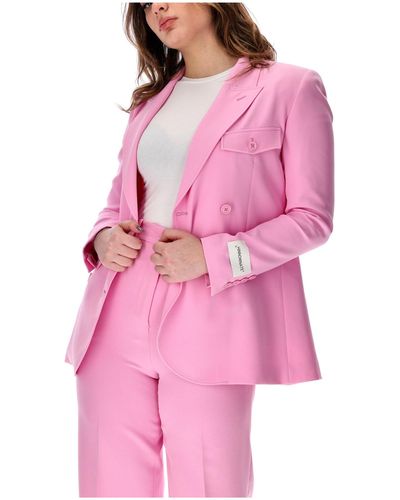 hinnominate Soft Double-Breasted Jacket With Personalized Label Bonbon - Pink