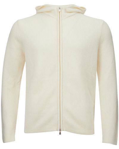Gran Sasso Wool Sweater With Zip And Hood - White