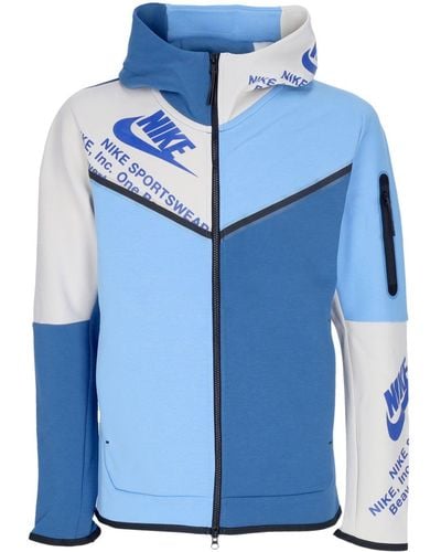 Nike Lightweight Hooded Zip Sweatshirt Tech Fleece Full Zip Wr Gx Hoodie Dk Marina/Game Royal - Blue