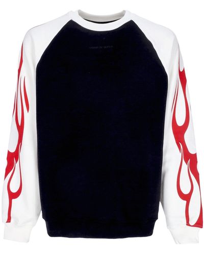 Vision Of Super Flames Crewneck Lightweight Crewneck Sweatshirt Off - Blue