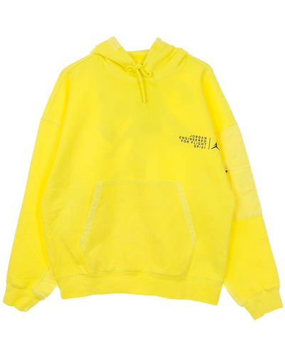 Nike Lightweight Hooded Sweatshirt M 23Engineered Washed Fleece Pullover Hoodie Opti - Yellow