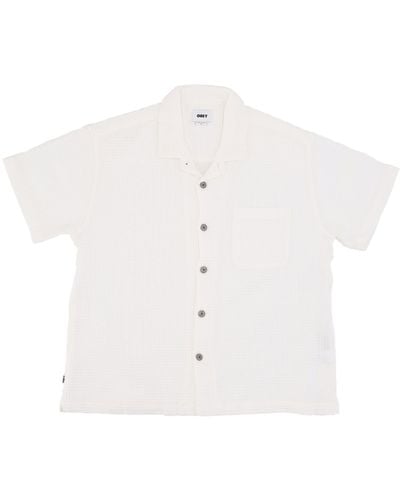 Obey Herren Kurzarmhemd Balance Woven Shirt Ungebleicht - Weiß