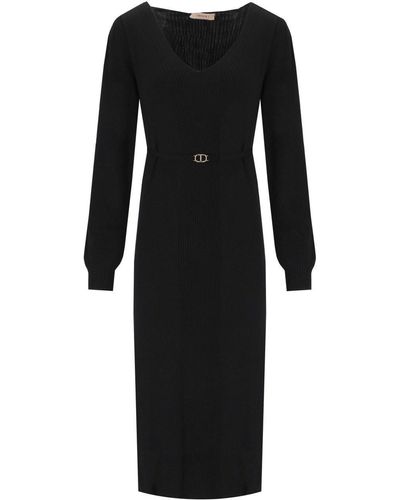 Twin Set Knitted Midi Dress - Black