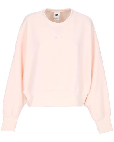 Nike Damen-Sweatshirt Mit Rundhalsausschnitt, Sportswear, Plusch-Mod, Crop, Rundhalsausschnitt - Pink