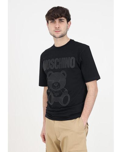 Moschino Schwarzes Gemustertes T-Shirt Und Poloshirt Von